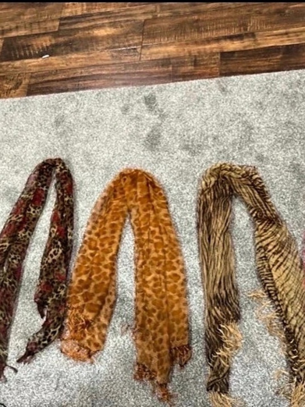 5-Piece Animal Print Scarf Set Brown & Pink